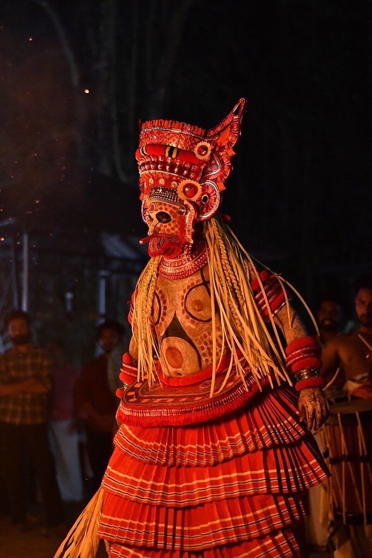 Bappiriyan Theyyam during a ritual in North Malabar, Kerala