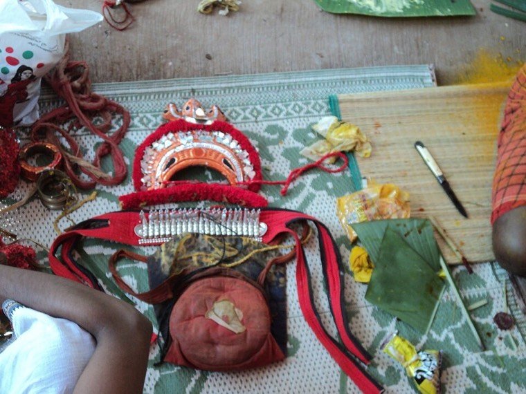 Muthappan Theyyam during a ritual in North Malabar, Kerala