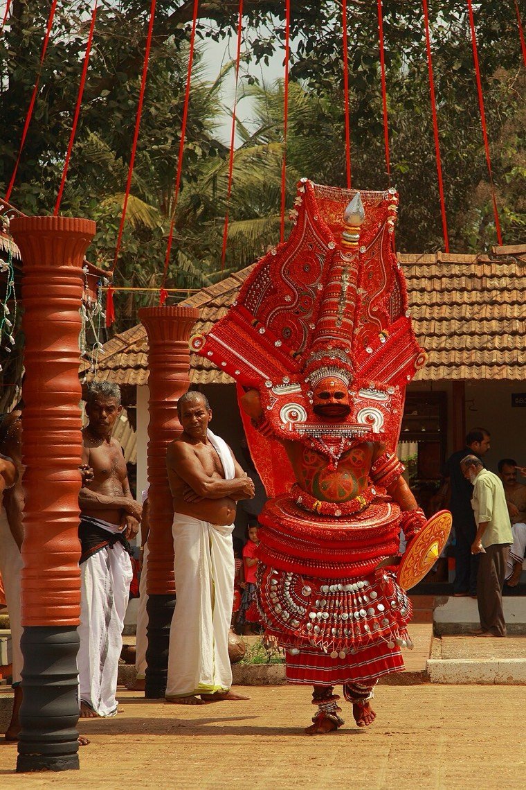 Poomaruthan Theyyam during a ritual in North Malabar, Kerala
