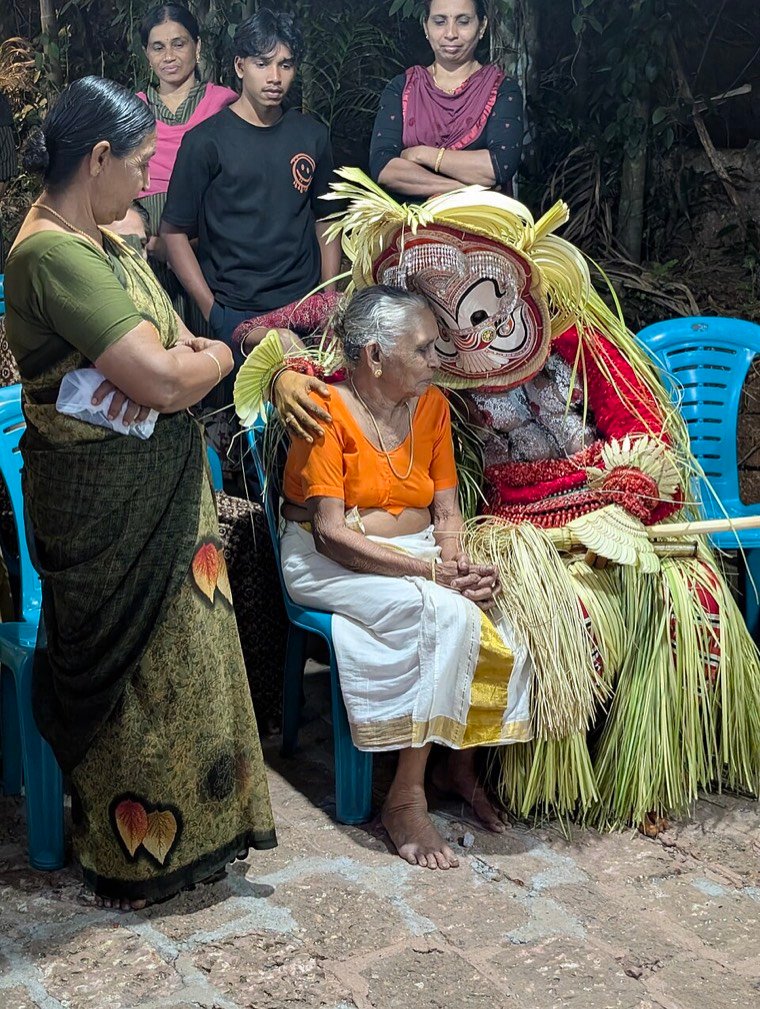 Pottan Theyyam during a ritual in North Malabar, Kerala