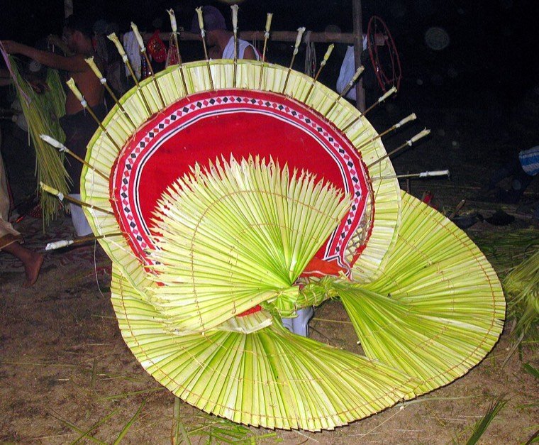 Puthiya Bhagavathi Theyyam during a ritual in North Malabar, Kerala