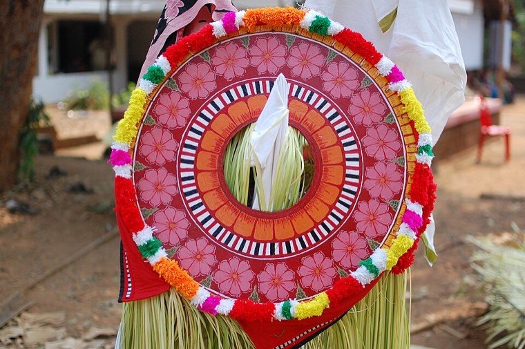 Uchitta Bhagavathy Theyyam during a ritual in North Malabar, Kerala