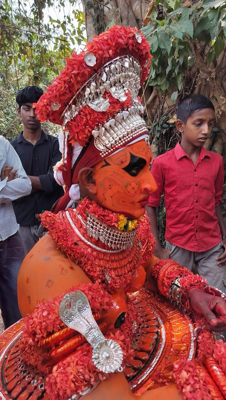 Vasoorimala Theyyam during a ritual in North Malabar, Kerala